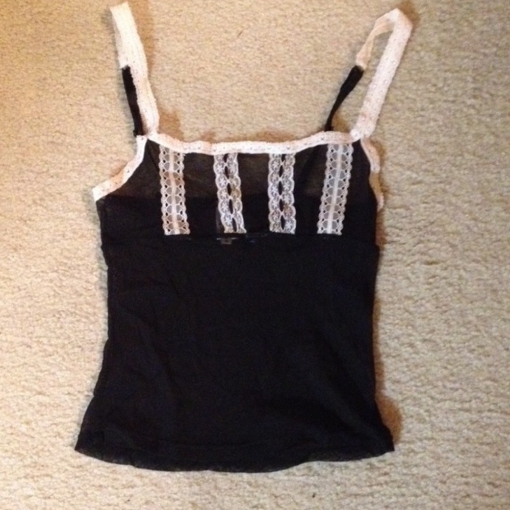 IN SEARCH OF!! BLACK WHITE IVORY RAMPAGE MESH  LACE CAMI